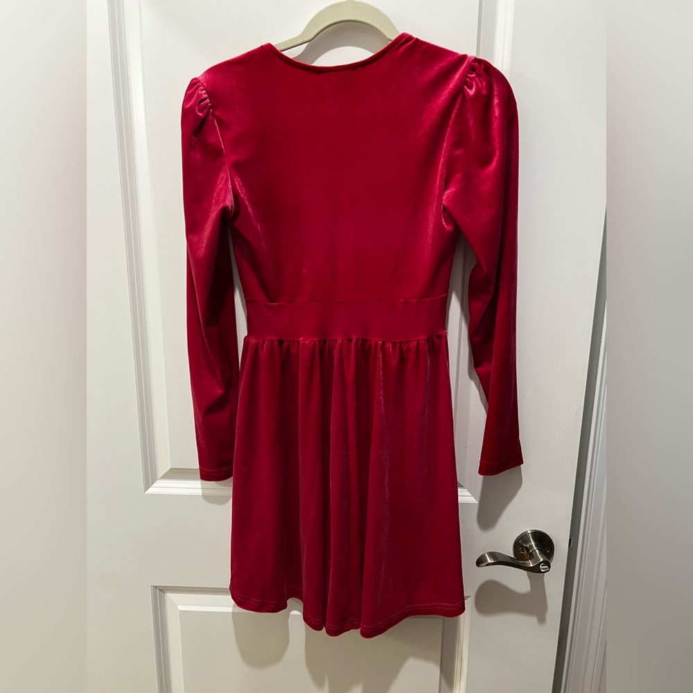 Cider Velvet V-Neck Mini Dress Long Sleeve Pink Size XS - Picture 9 of 11